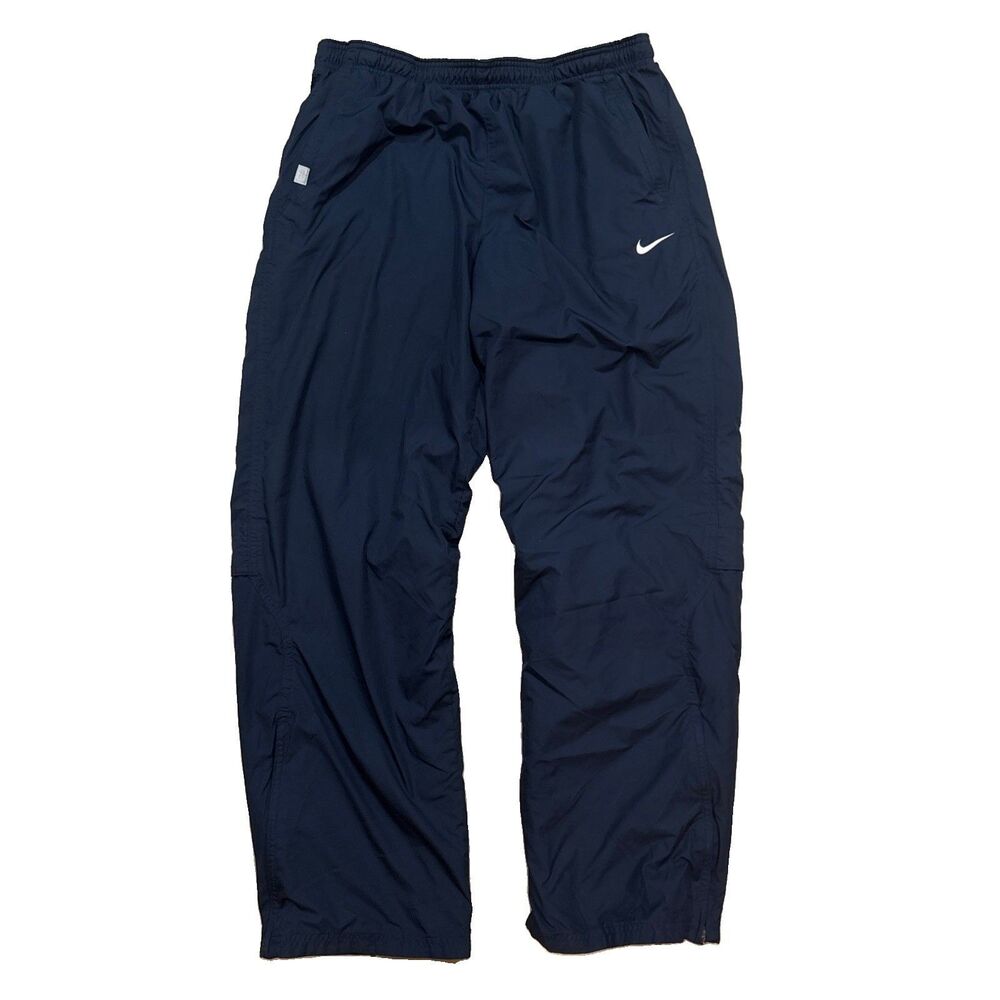 Nike Court Tennis Track Pants Nylon Windbreaker Navy Blue Mesh Lined Mens Size L